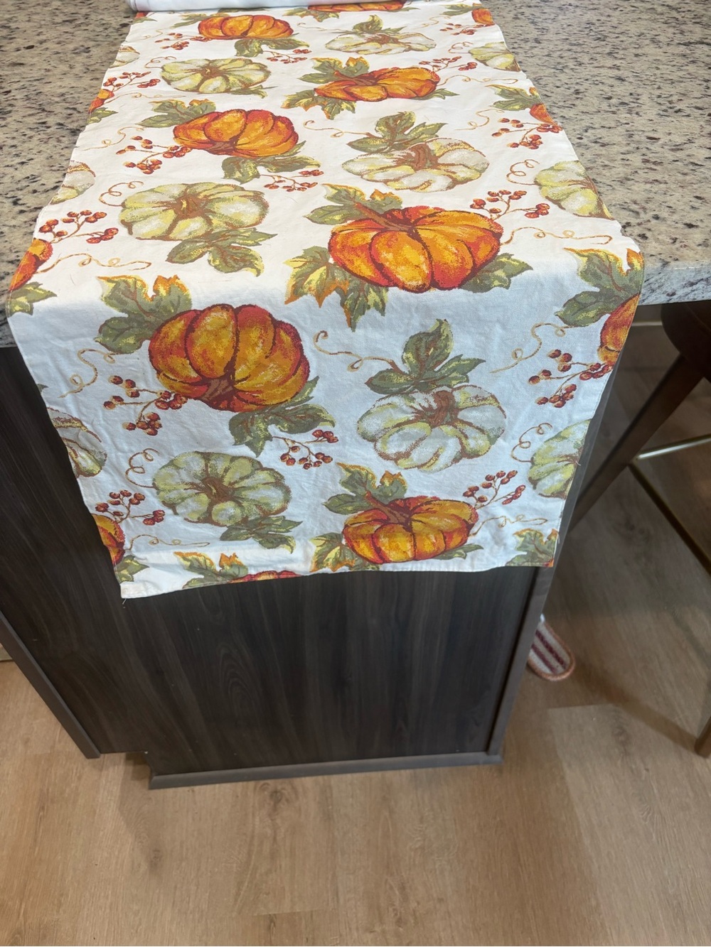 Harvest Pumpkin Table Runner - White, Orange & Green